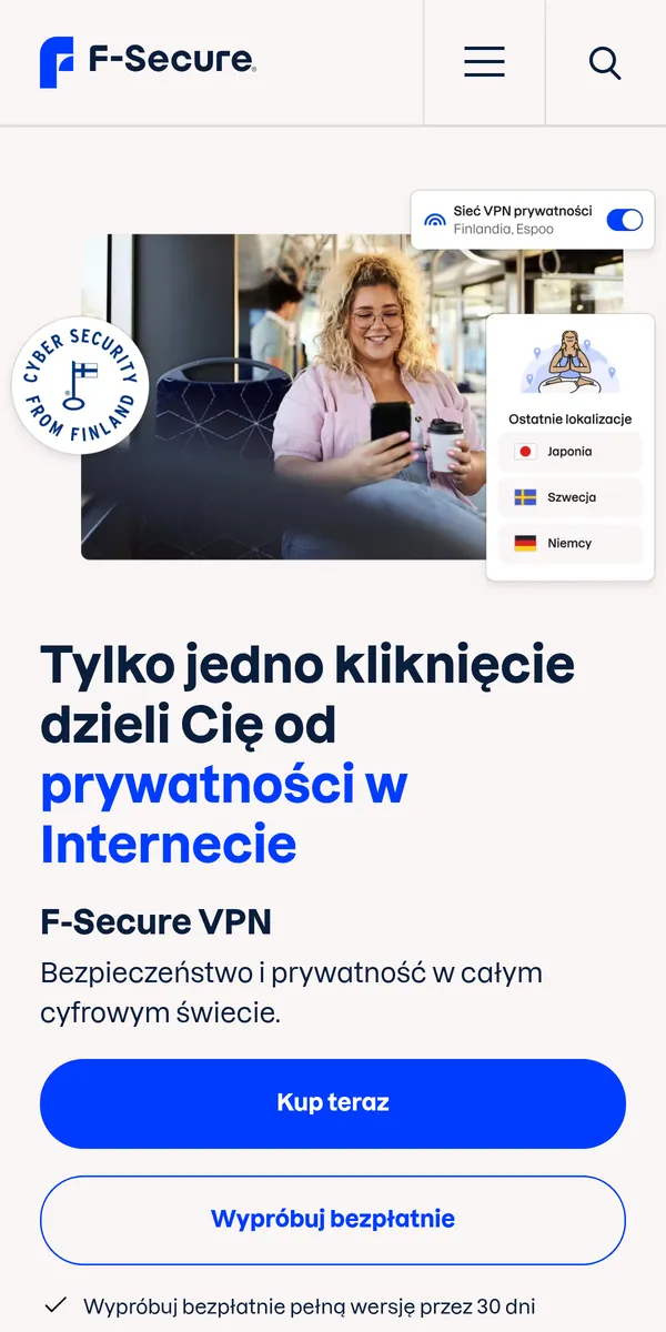Strona główna F-Secure VPN w telefonie – w teście: najlepszy VPN w Polsce