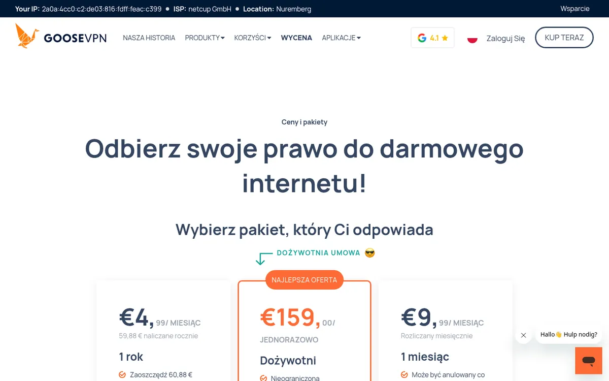 Cennik Goose VPN – w teście: najlepszy VPN w Polsce