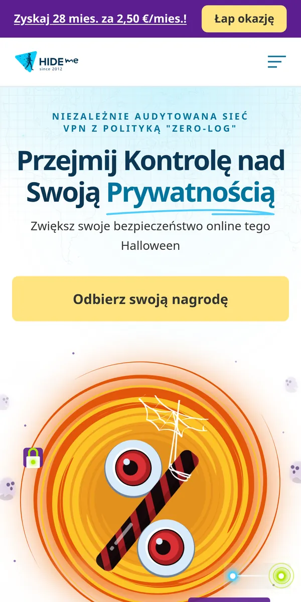 Strona główna hide.me w telefonie – w teście: najlepszy VPN w Polsce