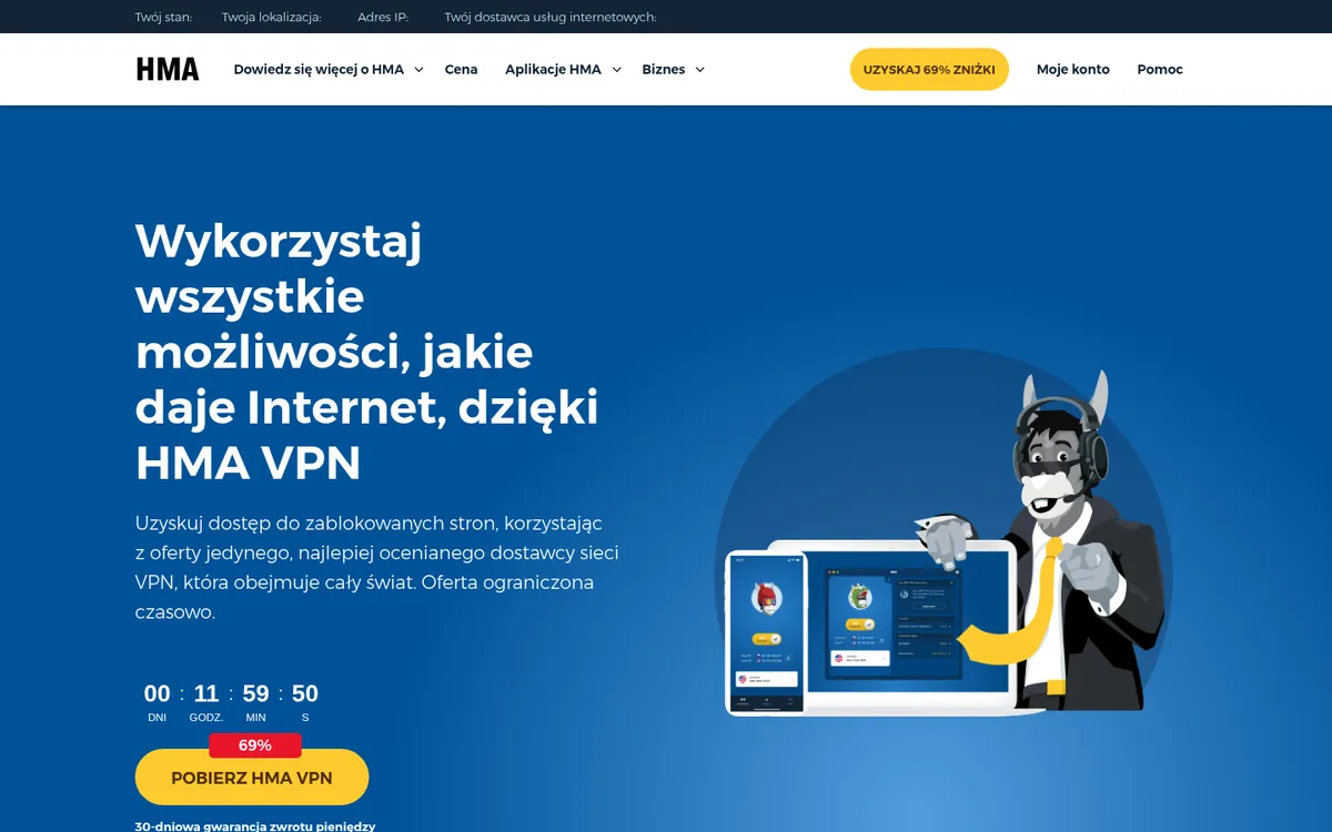Strona główna HMA na komputerze – w teście: najlepszy VPN w Polsce