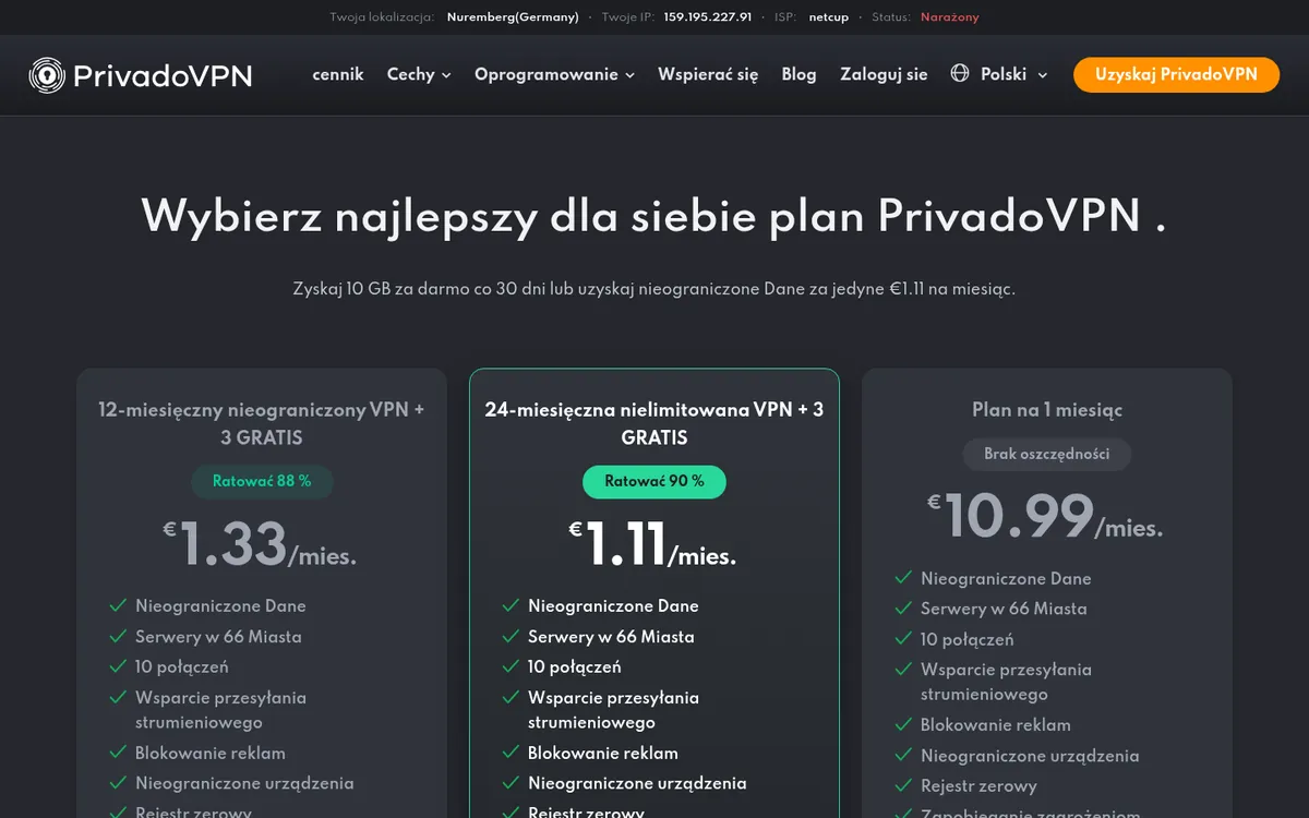 Cennik PrivadoVPN – w teście: najlepszy VPN w Polsce