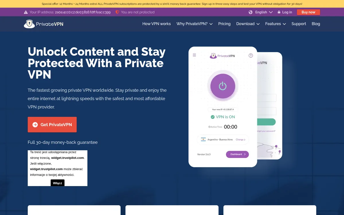 Strona główna PrivateVPN na komputerze – w teście: najlepszy VPN w Polsce