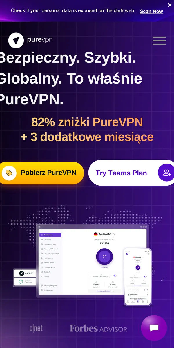 Strona główna PureVPN w telefonie – w teście: najlepszy VPN w Polsce