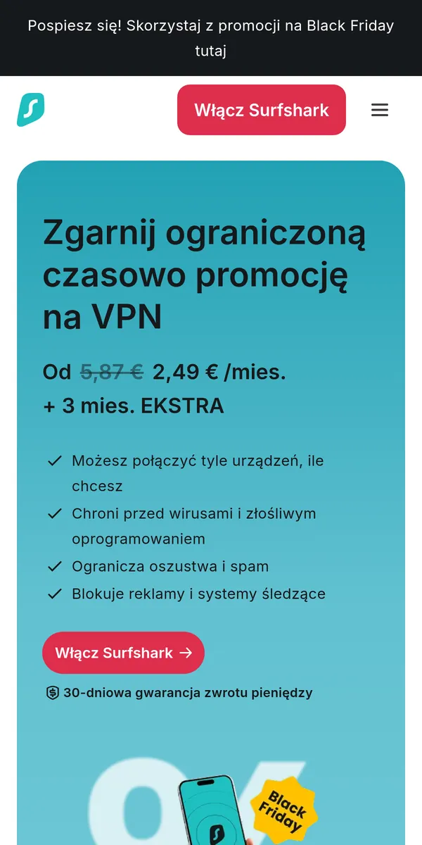 Strona główna Surfshark w telefonie – w teście: najlepszy VPN w Polsce