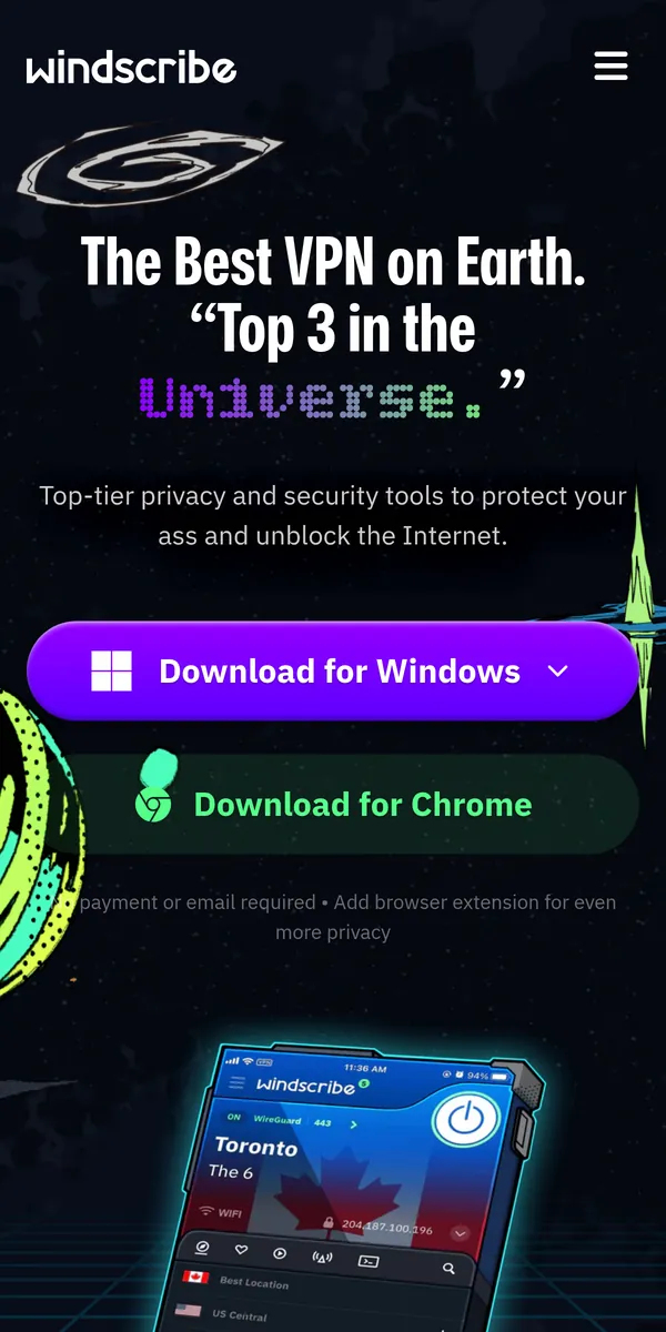 Strona główna Windscribe w telefonie – w teście: najlepszy VPN w Polsce